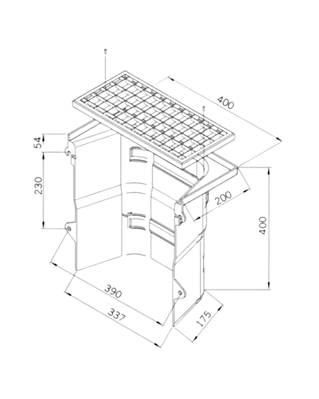 ACO Lüftungsschachtkörper ohne Boden 40x40x20 mit Streckmetallrost und Montageset – Bild 2