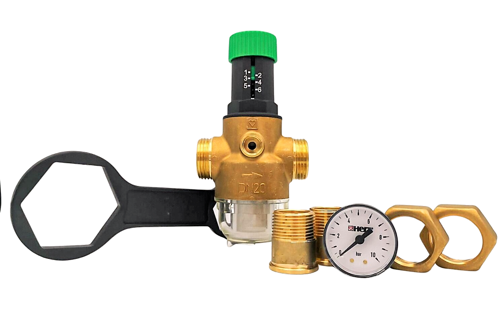 Herz Membran Druckminderer G 3/4" mit Manometer