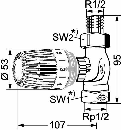 Heimeier Thermostatkopf Rücklauftemperaturbegrenzer RTL 1/2" DN 15 Durchgang – Bild 4