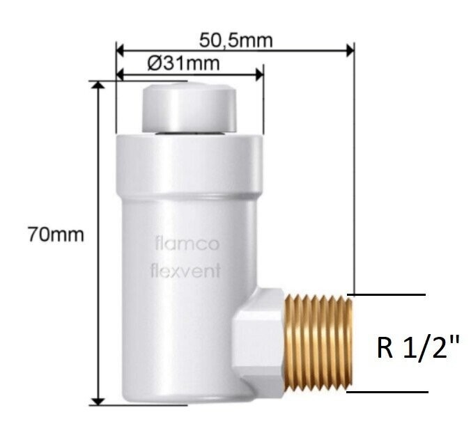 Flamco Flexvent H weiß 1/2 Zoll Automatischer Schwimmerentlüfter – Bild 3