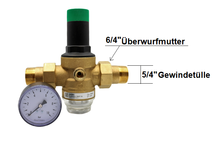 Resideo Braukmann (ehemalig Honeywell) Druckminderer D06F 5/4" mit Afriso Manometer – Bild 2