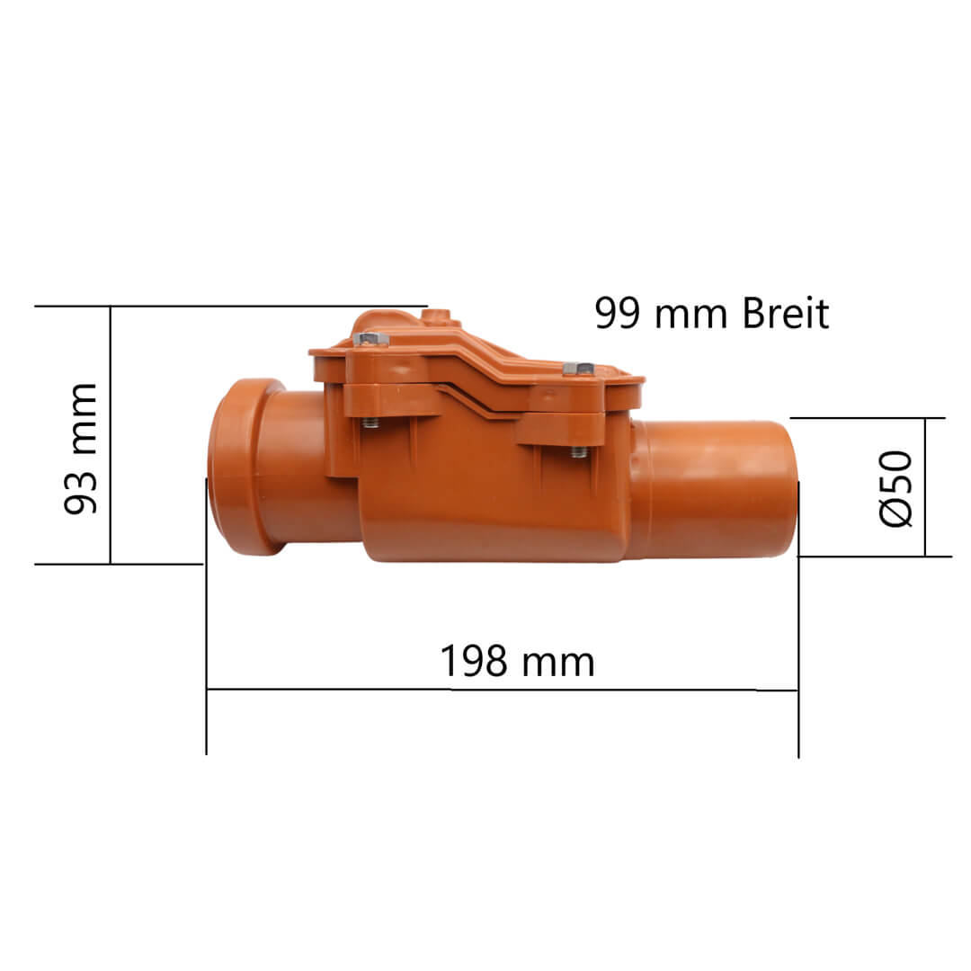 Kanalrückstauklappe DN 50 orange MD Technic verriegelbar – Bild 3