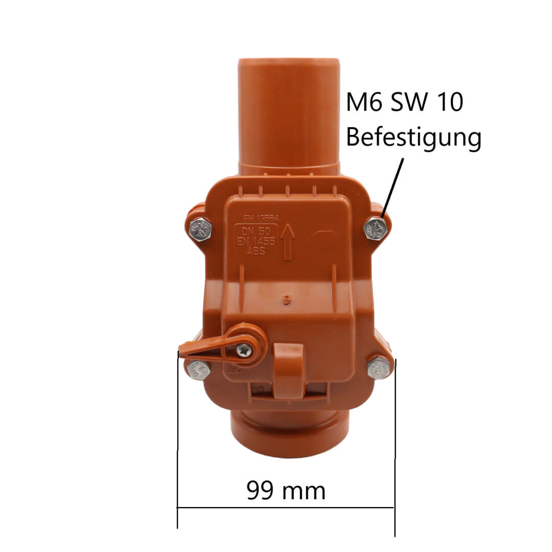 Kanalrückstauklappe DN 50 orange MD Technic verriegelbar – Bild 4