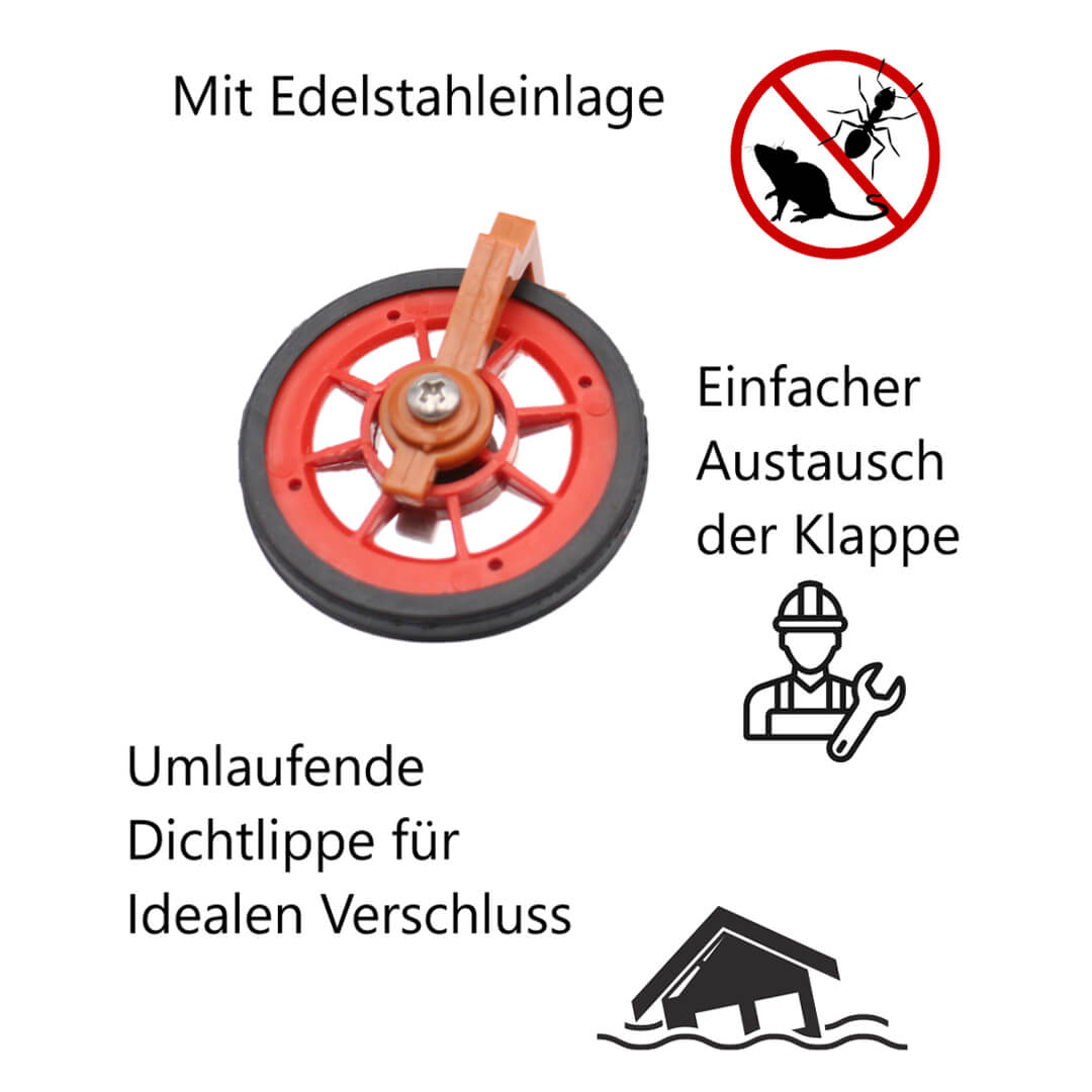 Kanalrückstauklappe DN 50 orange MD Technic verriegelbar – Bild 12