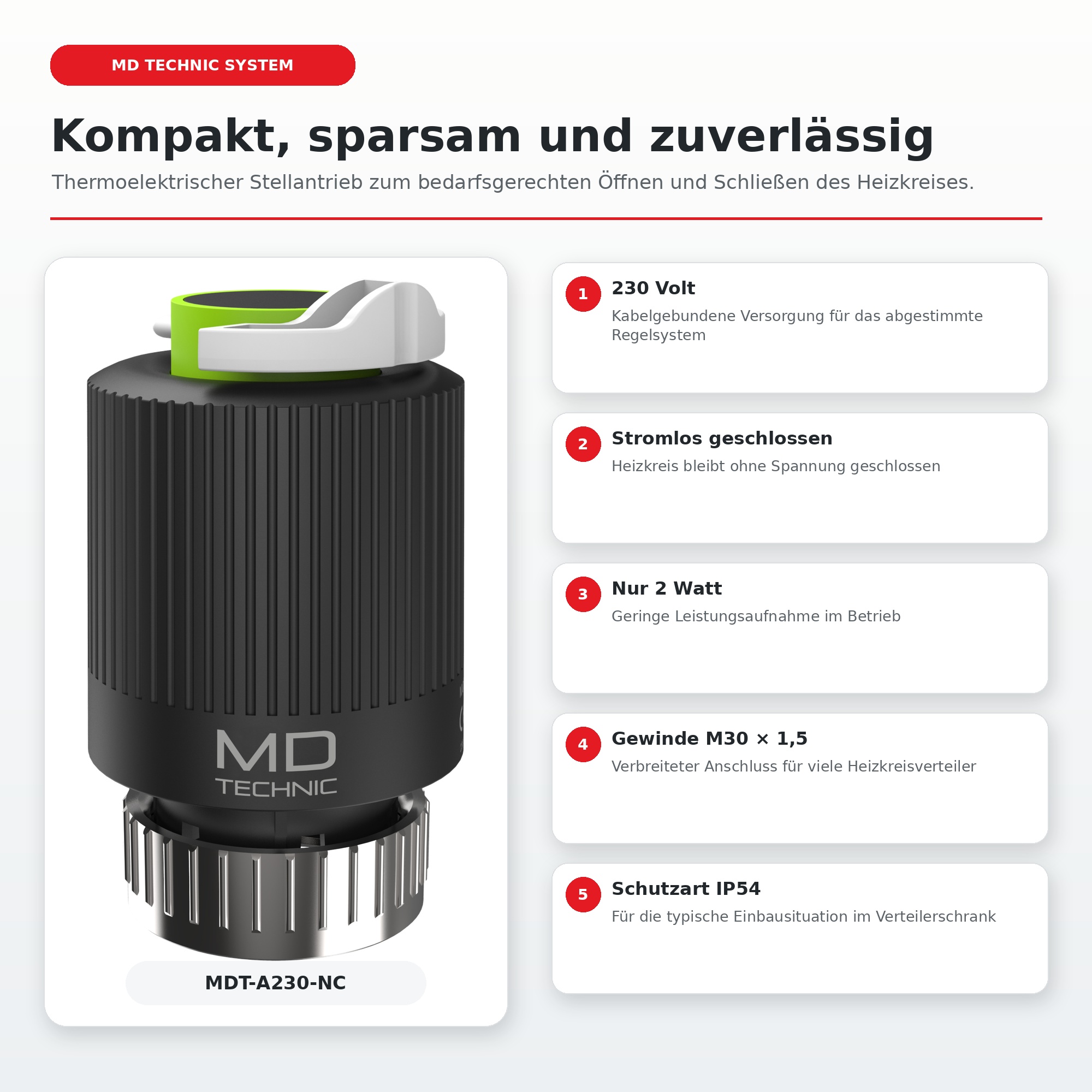 MD Technic Thermoelektrischer Stellantrieb 230V NC M30x1,5 – Bild 3
